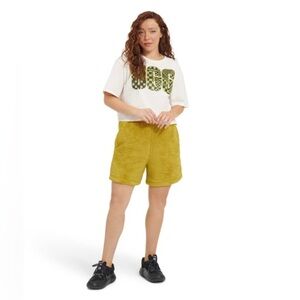 UGG Women's Camilia Sherpa Shorts‎ Polyester in Relish/Sapling, Size Small new